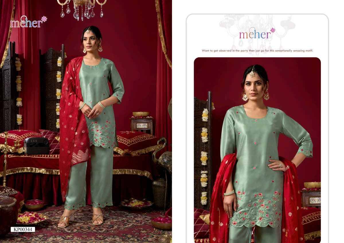 SITARA By Meher 341 To 346 Series Beautiful Festive Suits Colorful Stylish Fancy Ethnic Wear Roman Embroidery Dresses At Wholesale Price